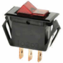 54-054 SPST 15A 3/4HP Off-On Mini Snap-In Illum Red Rocker Switch