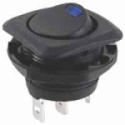 54-554 SPST 16A On-Off Blue Square Bezel Round Hole Rocker Switch