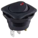 54-645 SPST 20A On-Off Red Square Bezel Round Hole Rocker Switch